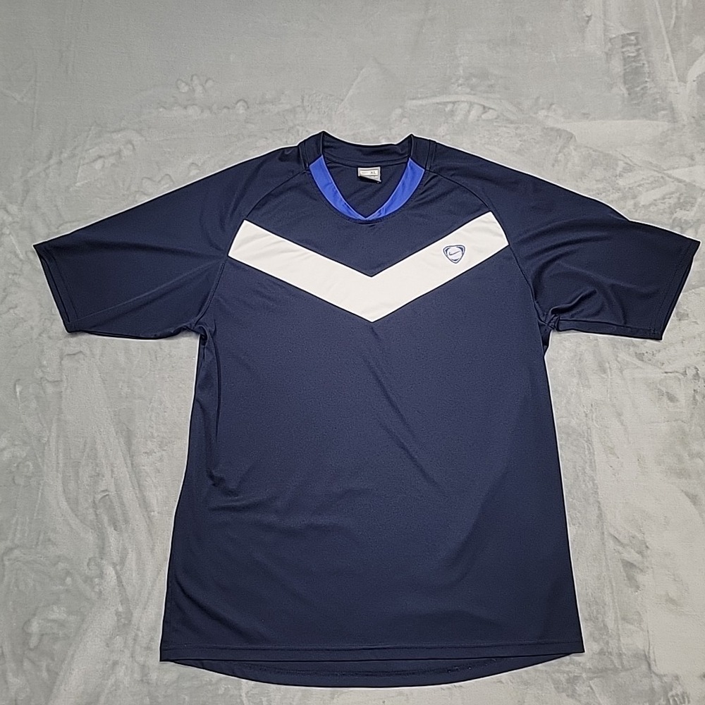 Vintage Nike Shirt Mens XL Blue V-Neck Chevron Athletic Soccer Jersey Training T